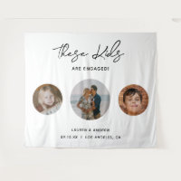 Elegant Funny Kids Photo Engagement Party Backdrop