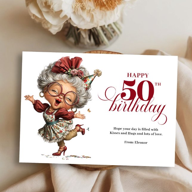 Elegant Funny Lady 50th Birthday Humor Greeting   Invitation (Elegant Funny Lady 50th Birthday Humor Greeting Card

)