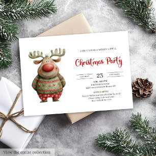 Elegant Funny Reindeer red green holiday card
