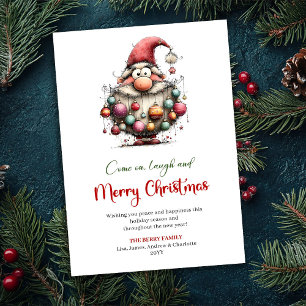 Elegant Funny Santa Watercolor Holiday Greeting