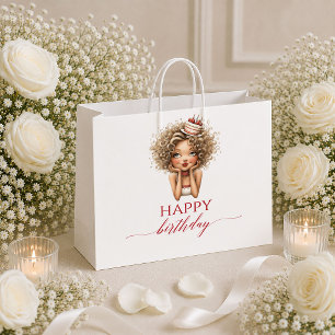 Elegant Funny Woman Burgundy Script Birthday gift Large Gift Bag