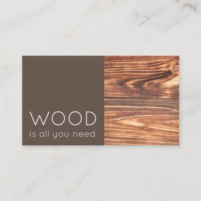Elegant funny wood two tone brown carpenter busine business card (Front)