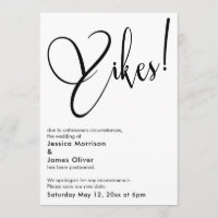 Elegant Funny "Yikes" Postponed Wedding Card