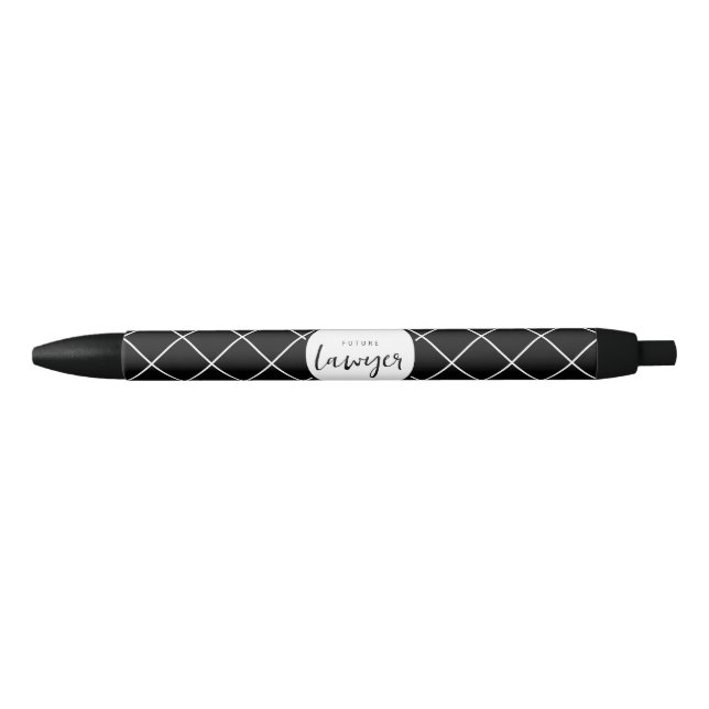 Elegant Future Lawyer Check Pattern Black Ink Pen (Front)