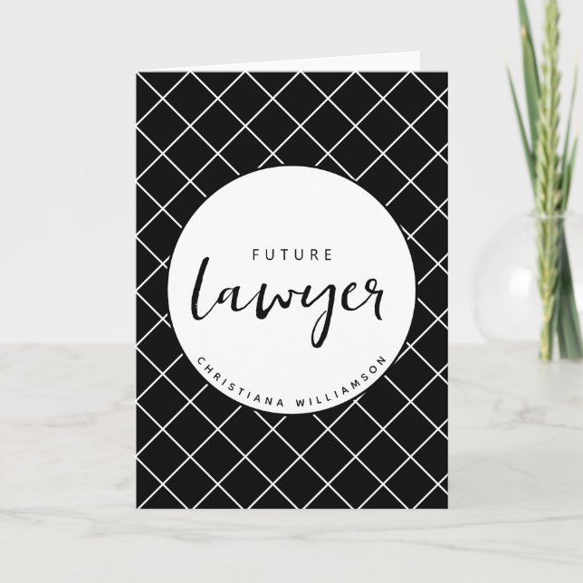 Elegant Future Lawyer Check Pattern Personalised Card (Front)