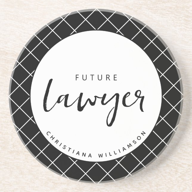 Elegant Future Lawyer Check Pattern Personalised Coaster (Front)