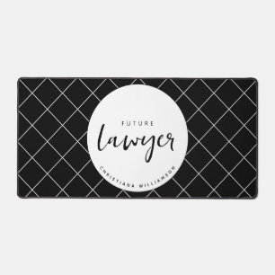 Elegant Future Lawyer Check Pattern Personalised Desk Mat