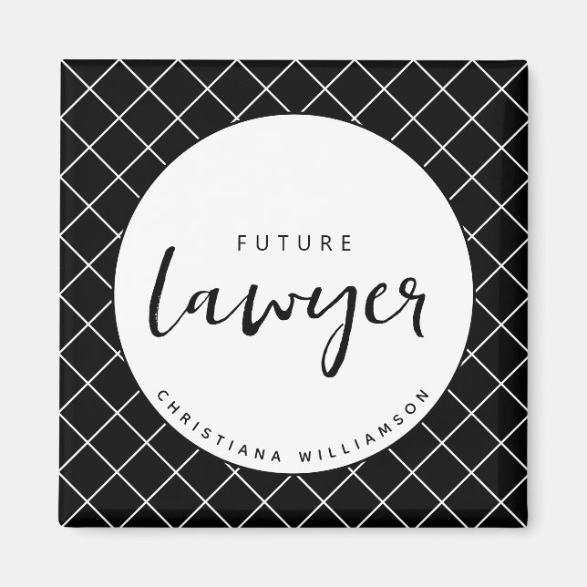 Elegant Future Lawyer Check Pattern Personalised Magnet (Front)