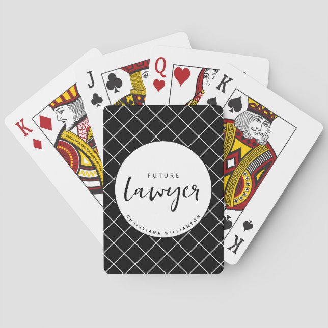 Elegant Future Lawyer Check Pattern Personalised Playing Cards (Back)