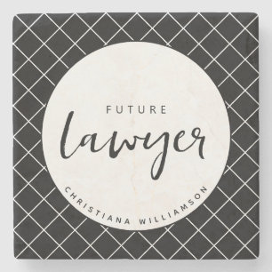 Elegant Future Lawyer Check Pattern Personalised Stone Coaster