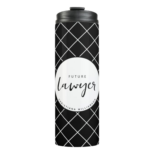 Elegant Future Lawyer Check Pattern Personalised Thermal Tumbler (Front)