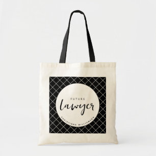 Elegant Future Lawyer Check Pattern Personalised Tote Bag