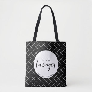 Elegant Future Lawyer Check Pattern Personalised Tote Bag