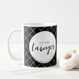 Elegant Future Lawyer Check Pattern Personalized Coffee Mug
