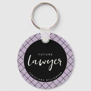 Elegant Future Lawyer Check Pattern Personalized Key Ring