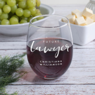 Elegant Future Lawyer Personalised Stemless Wine Glass