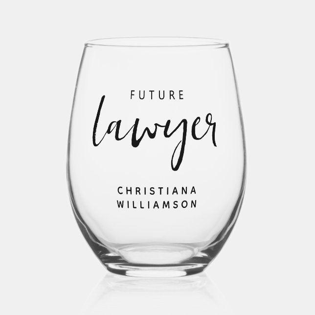 Elegant Future Lawyer Personalised Stemless Wine Glass (Front)