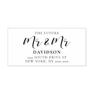 Elegant future Mr & Mr gay wedding return address Rubber Stamp