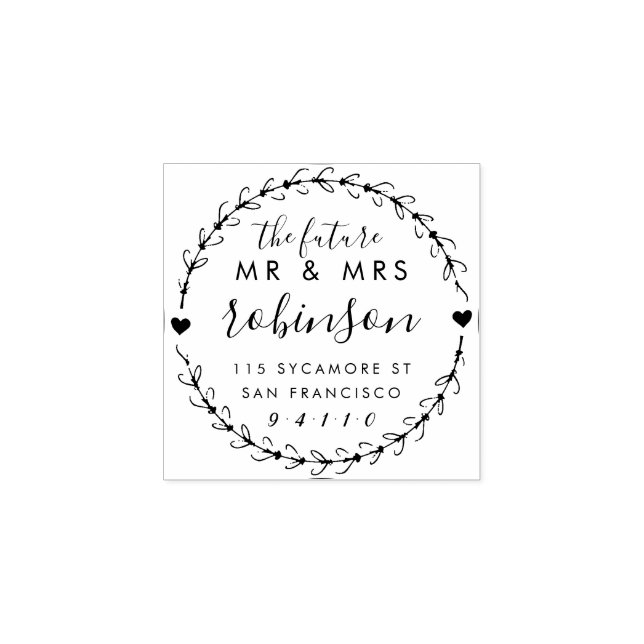 Elegant Future Mr & Mrs Wedding Return Address Rubber Stamp (Imprint)