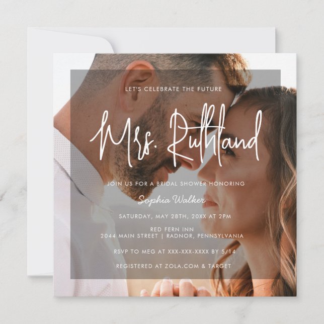 Elegant Future Mrs Black & White Bridal Shower  Invitation (Front)