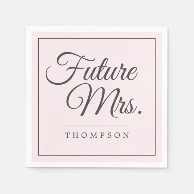 Elegant Future Mrs Bridal Shower Blush Pink Paper Napkin (Front)
