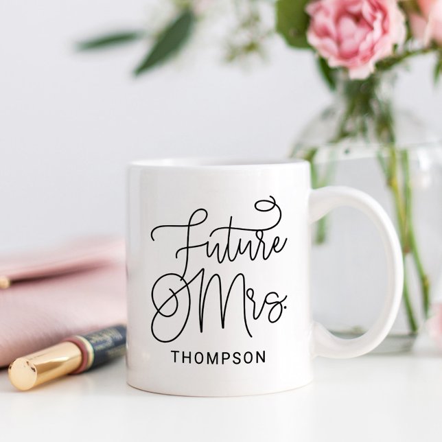 Elegant Future Mrs Calligraphy Name Coffee Mug (Creator Uploaded)