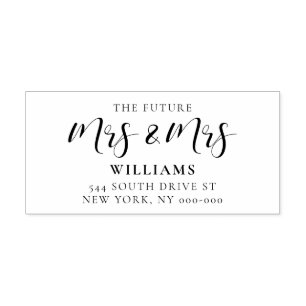 Elegant future Mrs & Mrs wedding return address Rubber Stamp