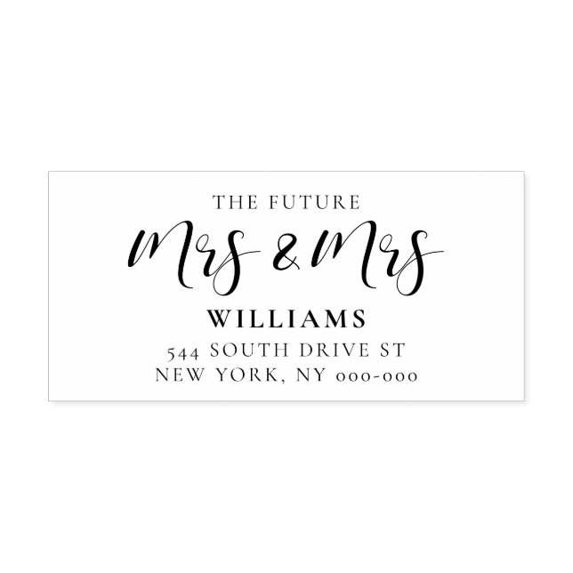 Elegant future Mrs & Mrs wedding return address Rubber Stamp (Imprint)