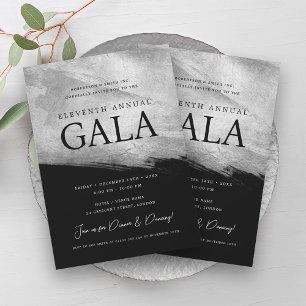 Elegant GALA Company Silver Brush Black Invitation
