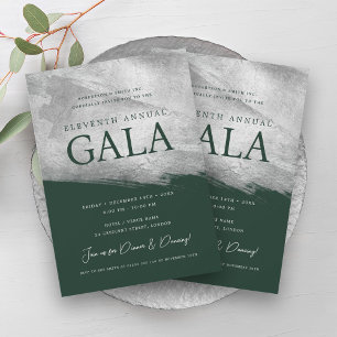 Elegant GALA Company Silver Brush Emerald Invitation