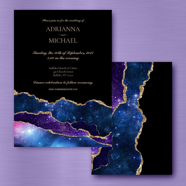 Elegant Galaxy Agate Wedding Invitation (Creator Uploaded)
