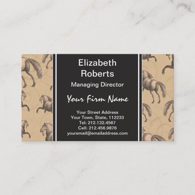 Elegant Galloping Spanish Horse Business Card (Front)
