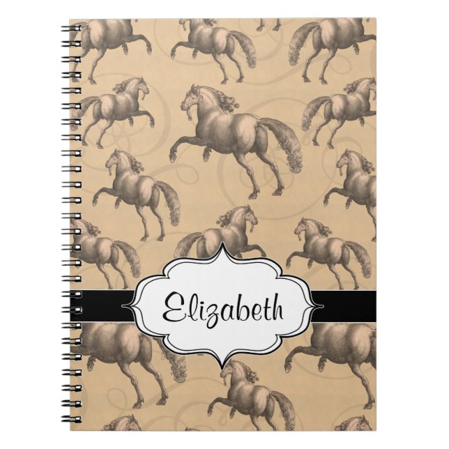 Elegant Galloping Spanish Horse Notebook (Front)