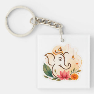 Elegant Ganesha Lotus Diwali Key Ring