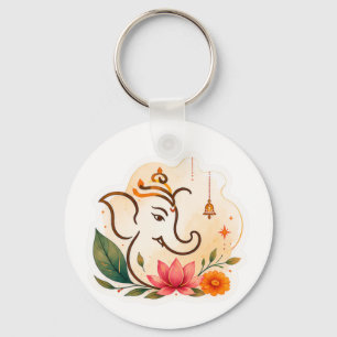 Elegant Ganesha Lotus Diwali Key Ring
