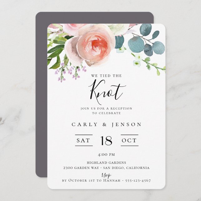Elegant Garden Bouquet Reception Invitation (Front/Back)