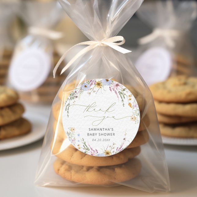 Elegant Garden Floral Baby Shower Thank You Classic Round Sticker (Creator Uploaded)