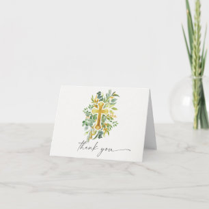 elegant garden floral baptism Thank You Card