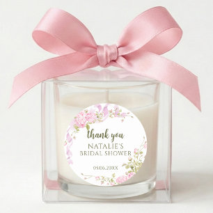 Elegant Garden Floral Bridal Shower Thank You  Classic Round Sticker