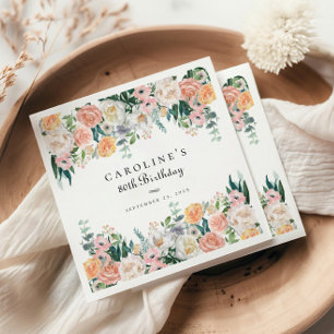 Elegant Garden Floral Greenery 80th Birthday Party Napkin