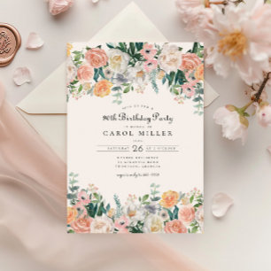 Elegant Garden Floral Greenery 90th Birthday Party Invitation