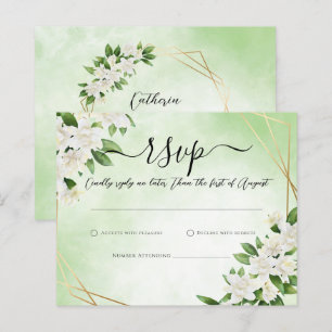 ELEGANT GARDEN FLORAL GREENERY Wedding RSVP Card