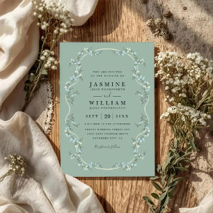 Elegant Garden Floral Modern QR Code Wedding Invitation