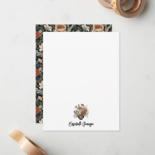 Elegant Garden Floral Monogram Stationery Card