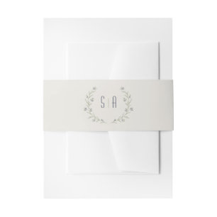 Elegant garden floral rustic wedding monogram invitation belly band