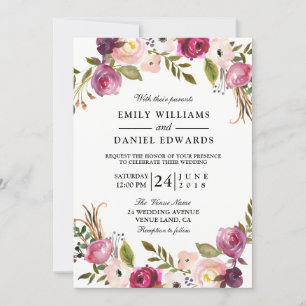 Elegant Garden Floral Wedding Invitation