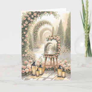 elegant garden flower arch at the wedding  card