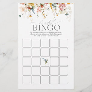 Elegant Garden Flowers Bridal Bingo Game