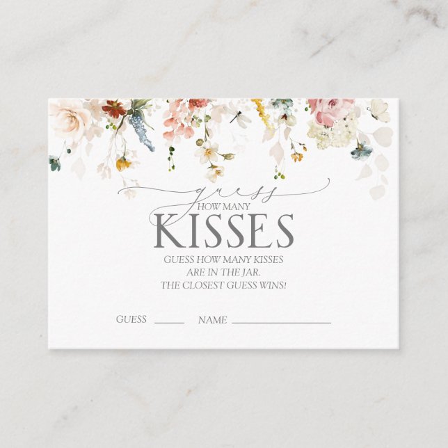 Elegant Garden Flowers Bridal Shower Game Enclosure Card (Front)