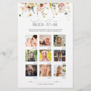 Elegant Garden Flowers Floral Bridal Shower Game